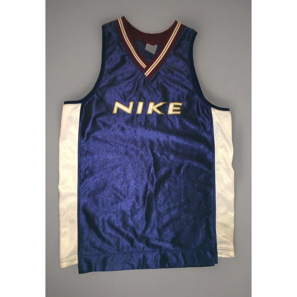 Nike Y2K Shirt Adult Size M Blue V-neck Sleeveless Basketball Jersey Vintage